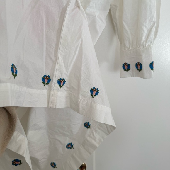 Moismont Maelle Dress N°735 Poplin White - Flower embroidery - Picture 5 of 11